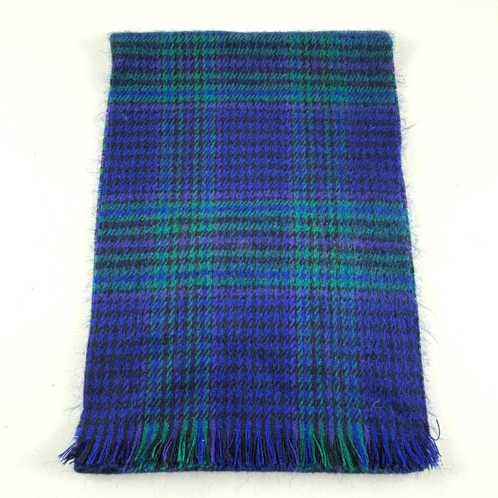 Forecaster of Boston Scarf Unisex‎ OS Blue Green Plaid Excellent Vintage Japan